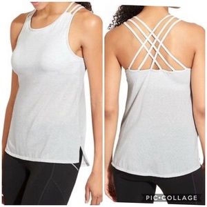 Athleta Light Gray Strappy Tank Top W/ Bra Size M